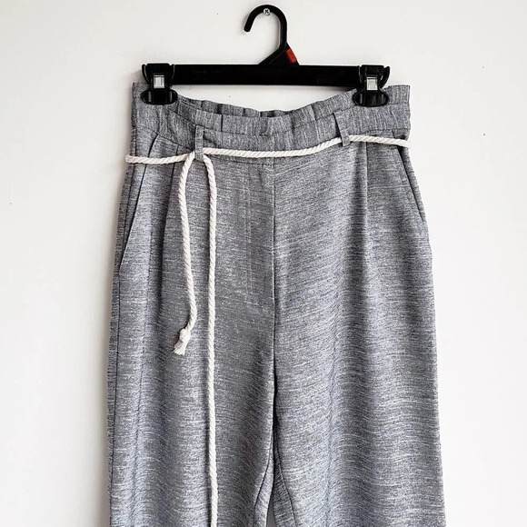 NWOT TOPSHOP | Rope Belted Gray Paperbag Cuffed Pants | 6 - Picture 6 of 10